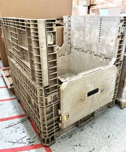 lot 3 image: MSRP $600 Orbis Mold 535 Snap Lock Heavy Duty Collapsible Foldable Stackable Utility Crate With 2 Doors - In Great Solid Condition Could use a little cleanup