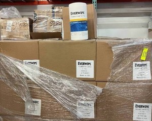 lot 92 image: 12&nbspCases (6 canisters per case) NEW Everwipe Disinfectant Wet Wipes Multi-Surface Cleaning and Deodorizing Formula, Fragrance-Free, Alcohol & Bleach Free 75 Wipes Per Canister