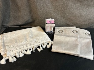 lot 8 image: Wall Wax Warmer & Two sets of Grey Curtains