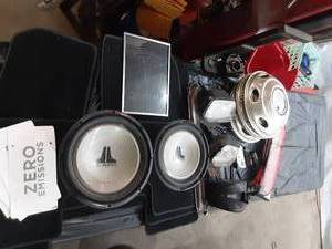 lot 61 image: Assortment of Car Related Items (Tesla, Speakers)