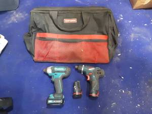 lot 69 image: 2 DrillsImpacts with Craftsman Tool Bag