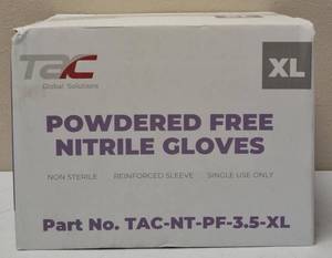 lot 11 image: GLOBAL SOLUTIONS TAC BRAND- POWDER Free Nitrile Gloves (10 Boxes) SIZE XL