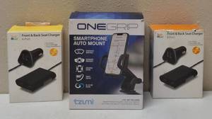 lot 45 image: Tech & Go & ONEGRIP  (2) Front & Back Car Chargers  Tech &Go (1) Smart Phone Auto Mount - ONEGRIP