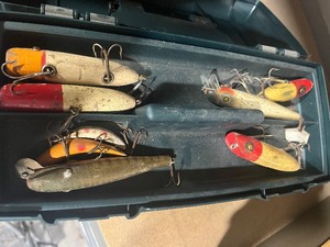 Tackle Box with Tackle old wood lures