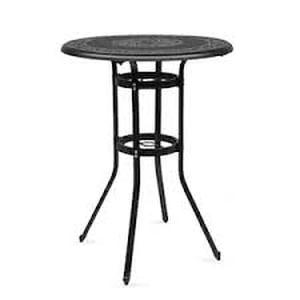 lot 9 image: Karl home 32 in. x 32 in. x 41 in. Outdoor Patio Cast Aluminum Round Bar Table    Customer Returns See Pictures