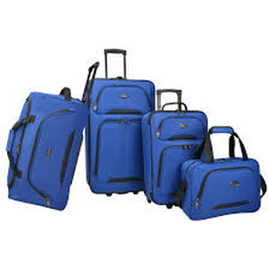 lot 39 image: U.S. Traveler U.S Traveler Vineyard 4-Piece Softside Luggage Set, Blue  Customer Returns See Pictures