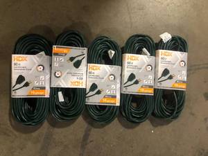 lot 23 image: Lot of HDX 60 ft. 163 Extension Cord, Green   Customer Returns See Pictures