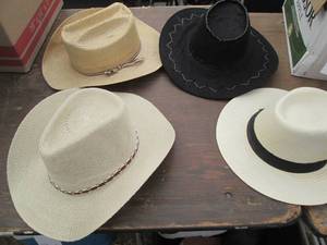 lot 105 image: Straw and Leather Cowboy hats...