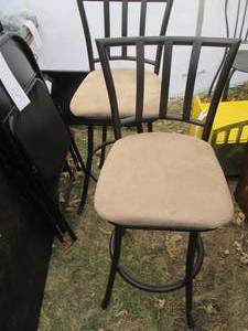 lot 134 image: Pair of metal framed padded seat sw...