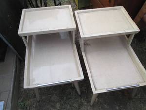 lot 137 image: Pair of vintage Light tone wood end...