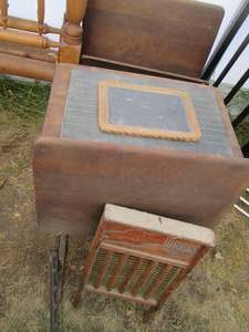 lot 139 image: (2) Antique Cast Iron and wood desk...