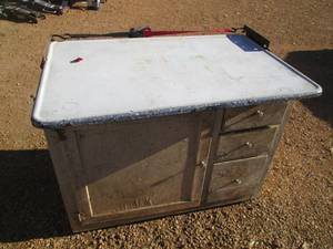 lot 166 image: Vintage Wood base cabinet with meta...