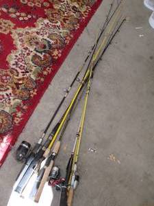lot 178 image: Collection of fishing rods and (3) ...