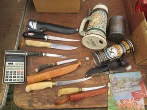 lot 27 image: Fishing theme lidded beer stein, fi...
