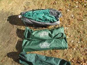 lot 45 image: Camping cots with unknown size tent...