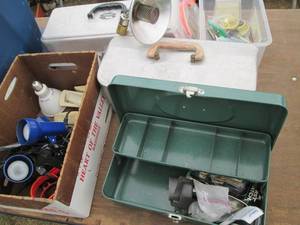 lot 78 image: Metal tool boxes plus a variety of ...