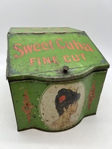 lot 1 image: Antique SWEET CUBA Tobacco Tin