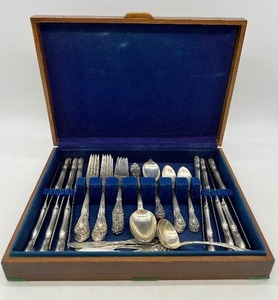 lot 2 image: Vintage STERLING SILVER Flatware Service for 12 - CHATEAU ROSE - 65 Pieces