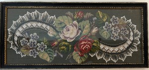 lot 10 image: Framed Antique Victorian BEADED Needlepoint