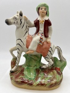 lot 16 image: Vintage STAFFORDSHIRE Prince riding a Zebra - England