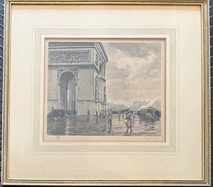 lot 80 image: Vintage T.F. SIMON (1877-1942) - PARIS - ARCH DE TRIUMPH Etching and Aquatint