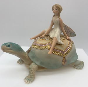 lot 31 image: Vintage Cybis Bisque Marigold Fantasy Fairy Riding a Turtle