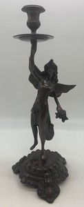 lot 45 image: Vintage Bronze Metal FAIRY Candlestick