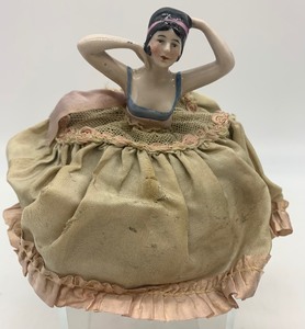lot 57 image: Vintage Antique Porcelain HALF DOLL PINCUSHION - Arms Away