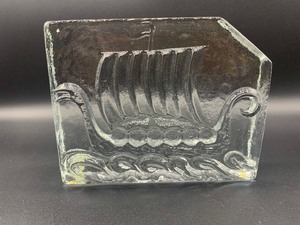 lot 109 image: ART GLASS Viking Block - Iceberg Ship Paperweight