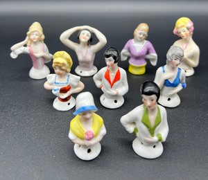 lot 131 image: Vintage Porcelain Mini Half Dolls - Germany - QTY 9
