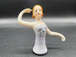 lot 132 image: Vintage Porcelain Half Doll - Germany - Arms Away
