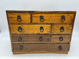 lot 136 image: Vintage Wooden Apothecary Jewelry Tabletop Cabinet with Drawers