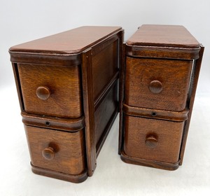 lot 137 image: Pair Vintage Wooden Sewing Cabinet Drawers
