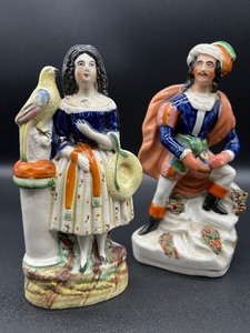 lot 141 image: Pair of Antique STAFFORDSHIRE Figurines