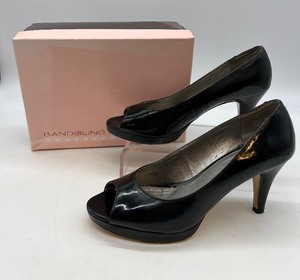 lot 219 image: BANDOLINO Open Toe Pump Heels in Black - Womens Size 9.5M