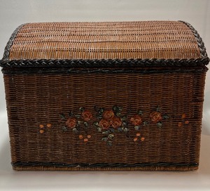 lot 241 image: Wicker Blanket Chest with Floral Embellishments