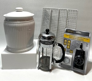 lot 248 image: Assorted Kitchen including Williams Sonoma Canister and BODUM French Coffee Press