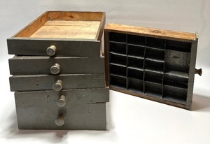 lot 249 image: Vintage Wooden Drawers - QTY 6