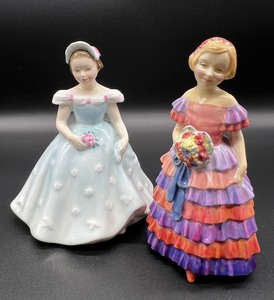 lot 117 image: ROYAL DOULTON - The Bridesmaid and The Little Bridesmaid Figurines
