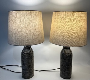 lot 159 image: Pair of Farmhouse Modern Rustic Table Lamps