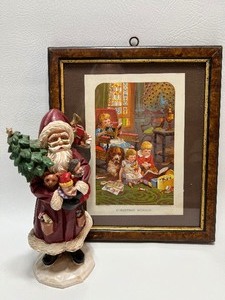 lot 165 image: Vintage Christmas Morning Print and APPLAUSE Santa