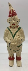 lot 187 image: Vintage Antique CAST IRON AC WiLLIAMS Cast Iron Circus Clown Penny Still Bank LE
