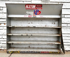 lot 198A image: Unique Vintage INDUSTRIAL Metal Auto Shop Display Shelf