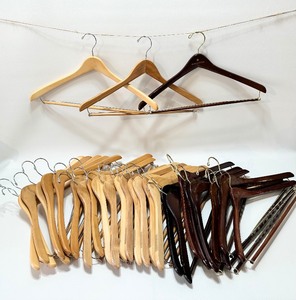 lot 265 image: Assorted SOLID WOOD HANGERS - Qty 29