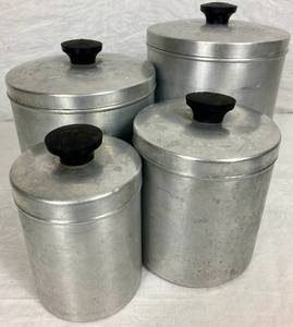 lot 161 image: Vintage Walker Aluminum Canister Set of 4