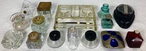 lot 25 image: Collection of Glass Inkwells - 16 pieces