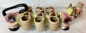 lot 79 image: Vintage 1950s Japanese Cow Decanter with 6 Matching Cups