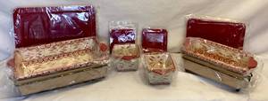 lot 116 image: Temptations Old World Cranberry Ovenware Kitchen Set