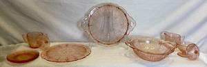 lot 119 image: Cherry Blossom Pink Depression Glass Bundle