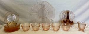 lot 122 image: Sweetheart Pink Depression Glass Set